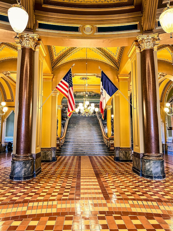 Inside of the Iowa State Capitol in Des Moines, Iowa.