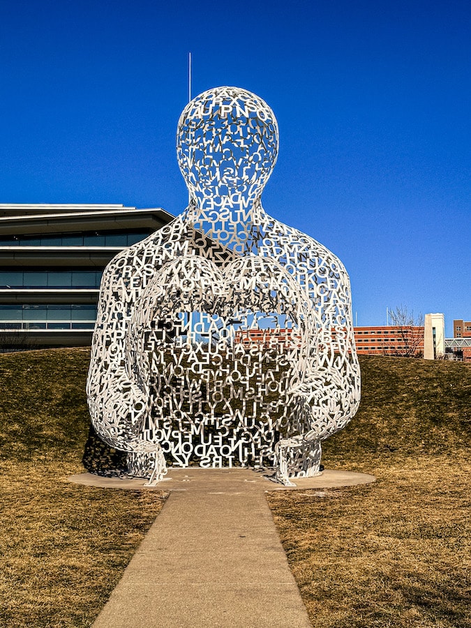 Sculpture at the Pappajohn Sculpture Park in downtown Des Moines, Iowa.