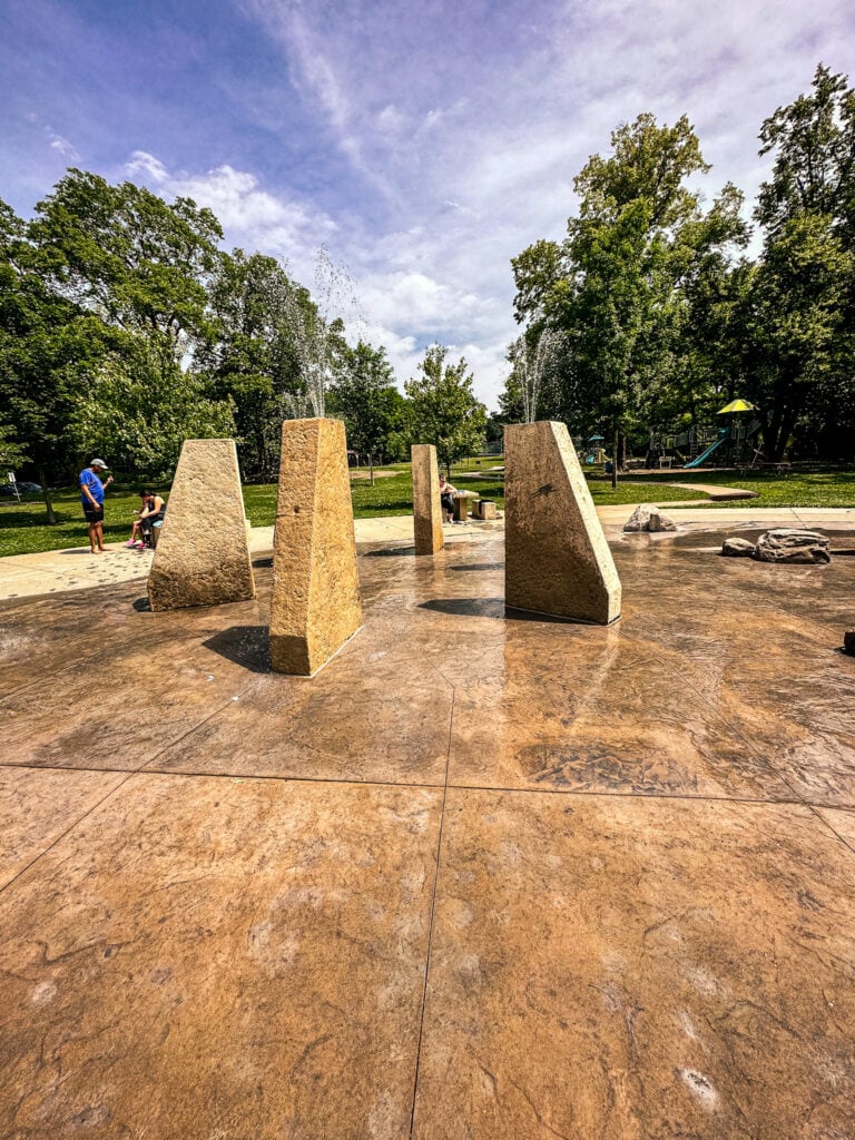 Greenwood Park spray ground with large cement blocks