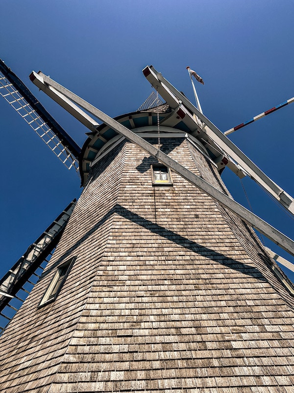 View of the Vermeer Windmill looking up towards the blades