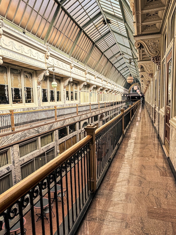 Upper balcony of the Fifth Street Arcade in downtown Cleveland.