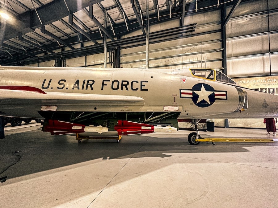 U.S. Air Force airplane inside of a hangar