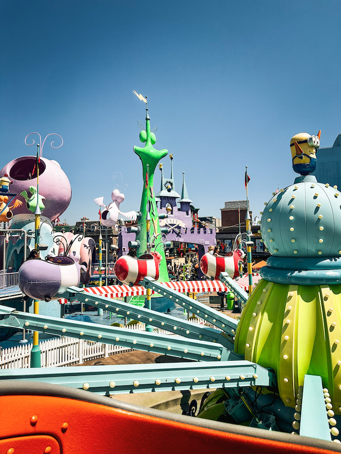 View from the Silly Swirly ride overlooking Super Silly Fun Land at Universal Studios Hollywood.